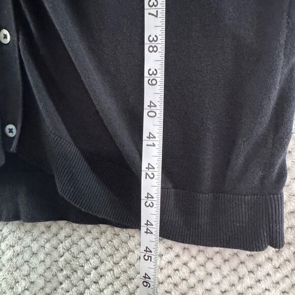 Garnet Hill Sweater Womens M Black Silk Long Cardigan Button Front Thin Stretchy - Picture 8 of 12